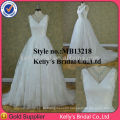 2014 New Style A-line organza wedding dress with blue sash